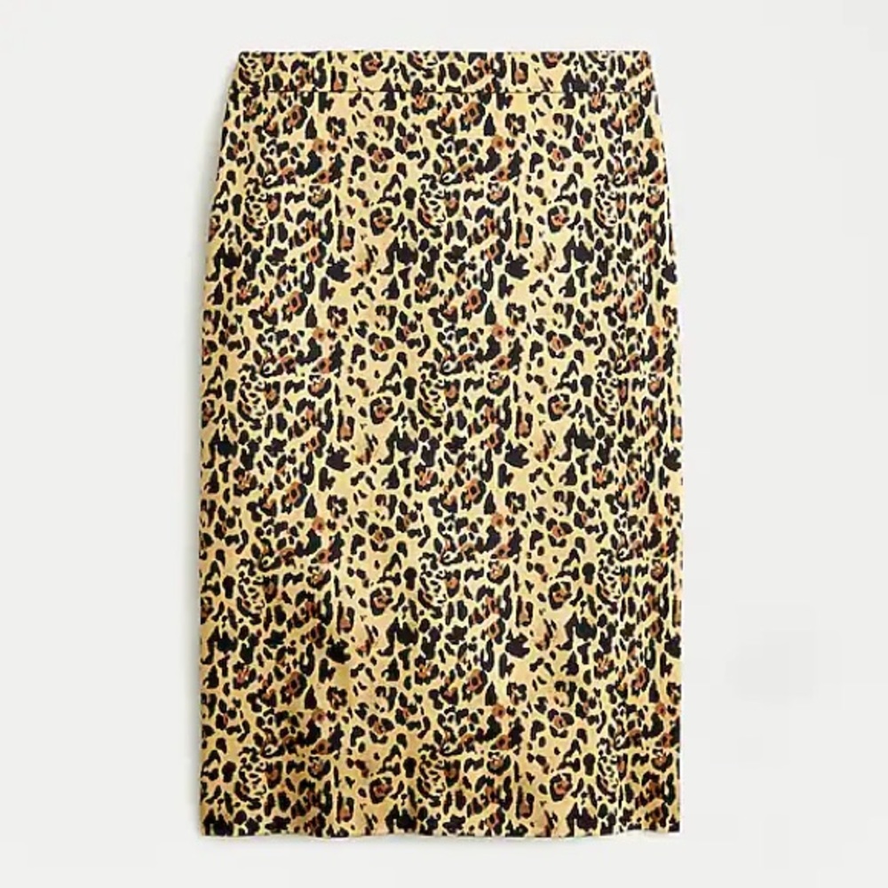 J.CREW 2 PENCIL LEOPARD ANIMAL PRINT BISTRETCH COTTON SKIRT